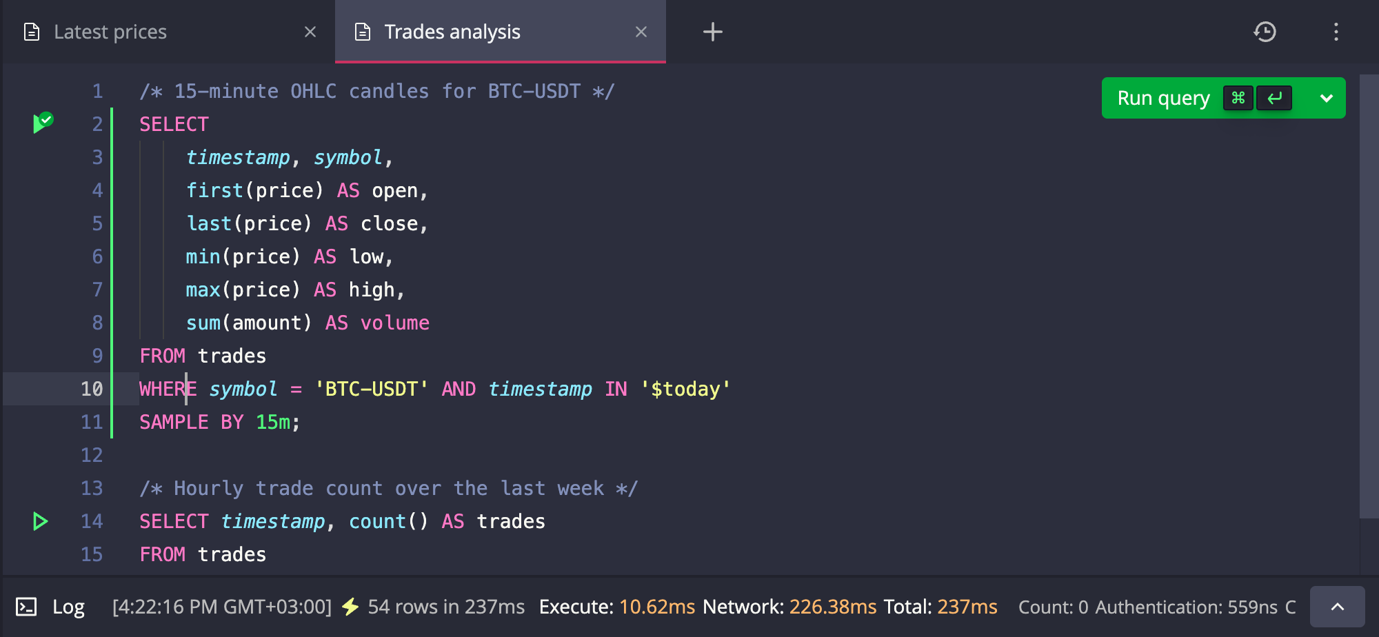 Code Editor in the Web Console